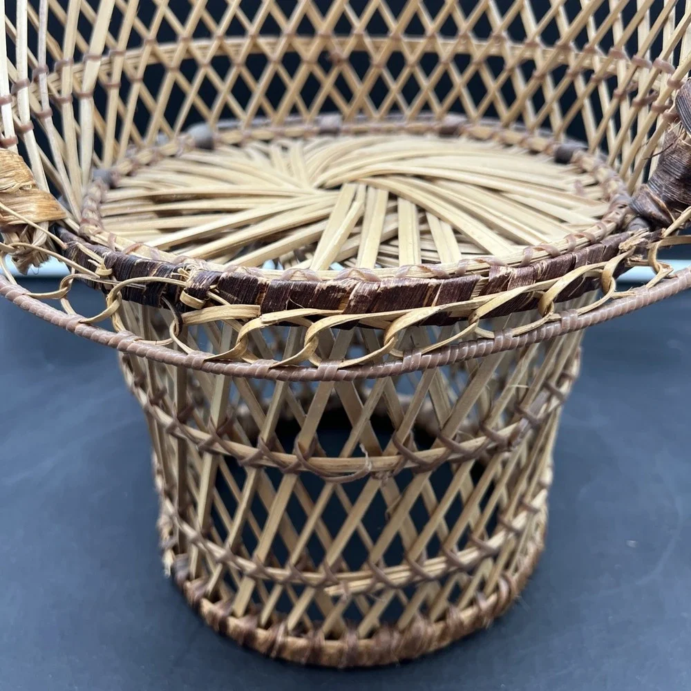 Vintage Wicker Peacock Fan Back Rattan Chair 16